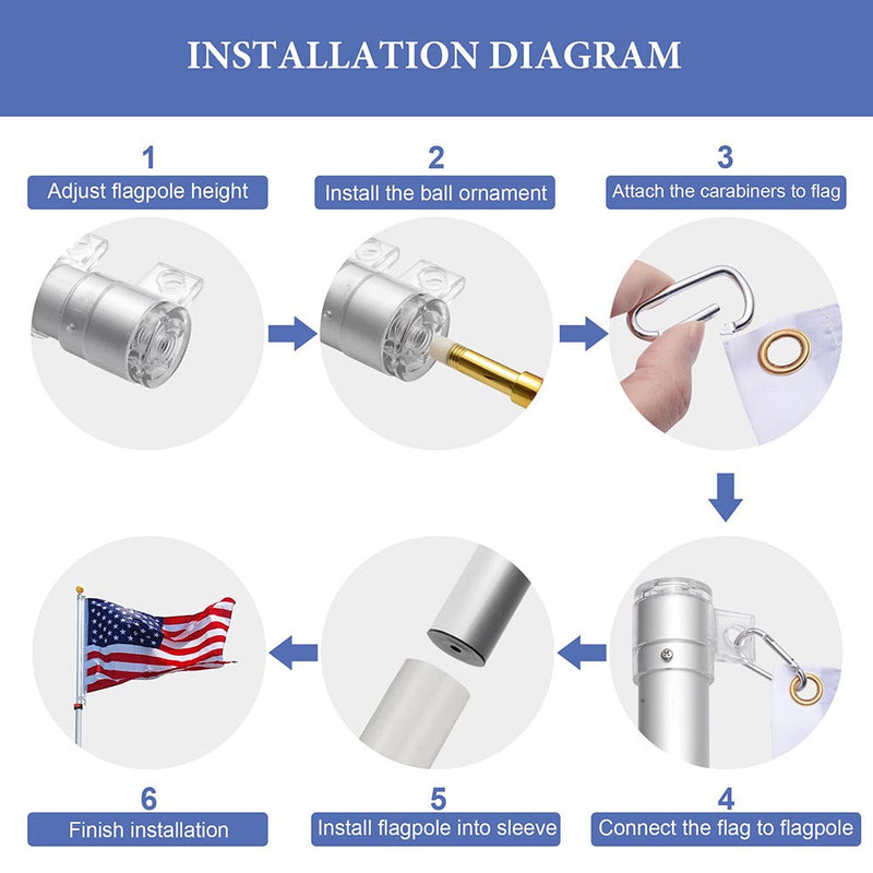 Yescom Telescopic Flag Pole and Flag Kit with Regal Eagle