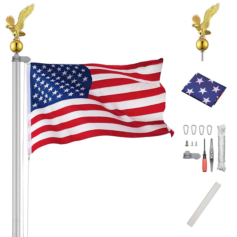 Yescom 20' Sectional Flag Pole and Flag Kit with Regal Eagle