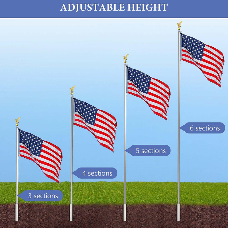 Yescom 20' Sectional Flag Pole and Flag Kit with Regal Eagle