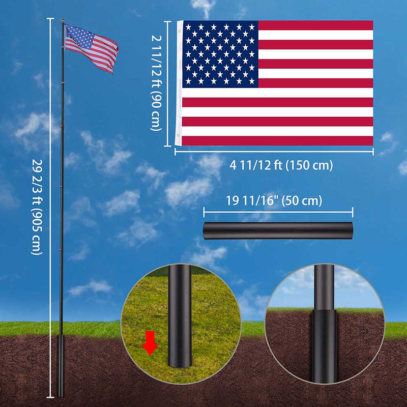 Yescom EZ GO Telescopic Flagpole with Tire Mount