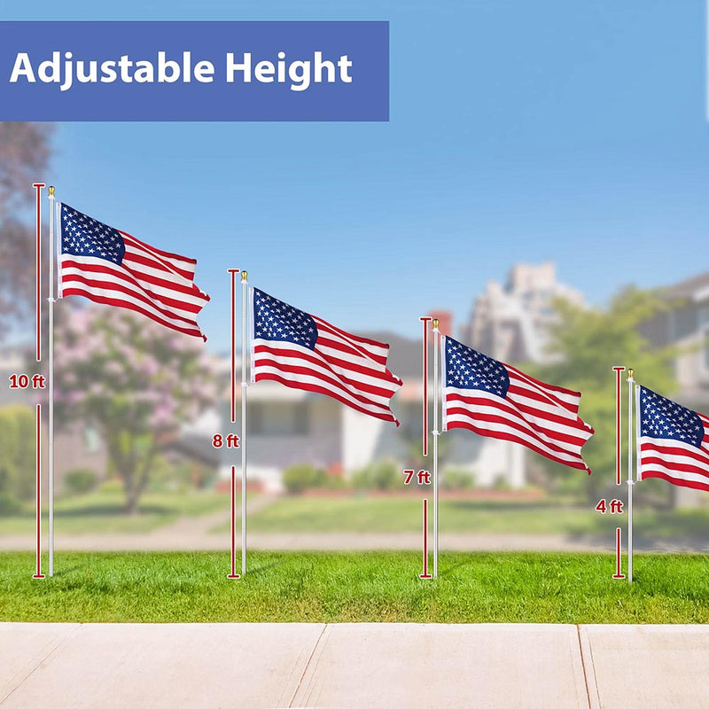 Yescom 10' Aluminum Sectional Flag Pole Set In Ground Flagpole