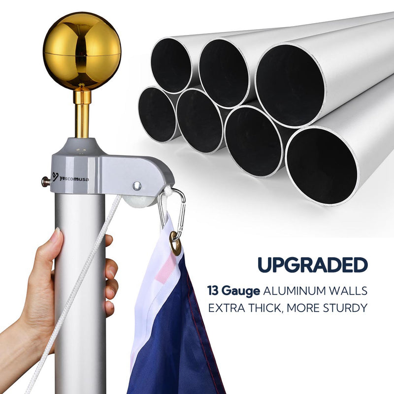 Yescom Bravery MEGA Flagpole with Dock Mount, Light & Regal Eagle Topper