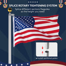 Yescom Bravery Flag Pole with Light & Regal Eagle 13Gauge(20ft,25ft,30ft Options)