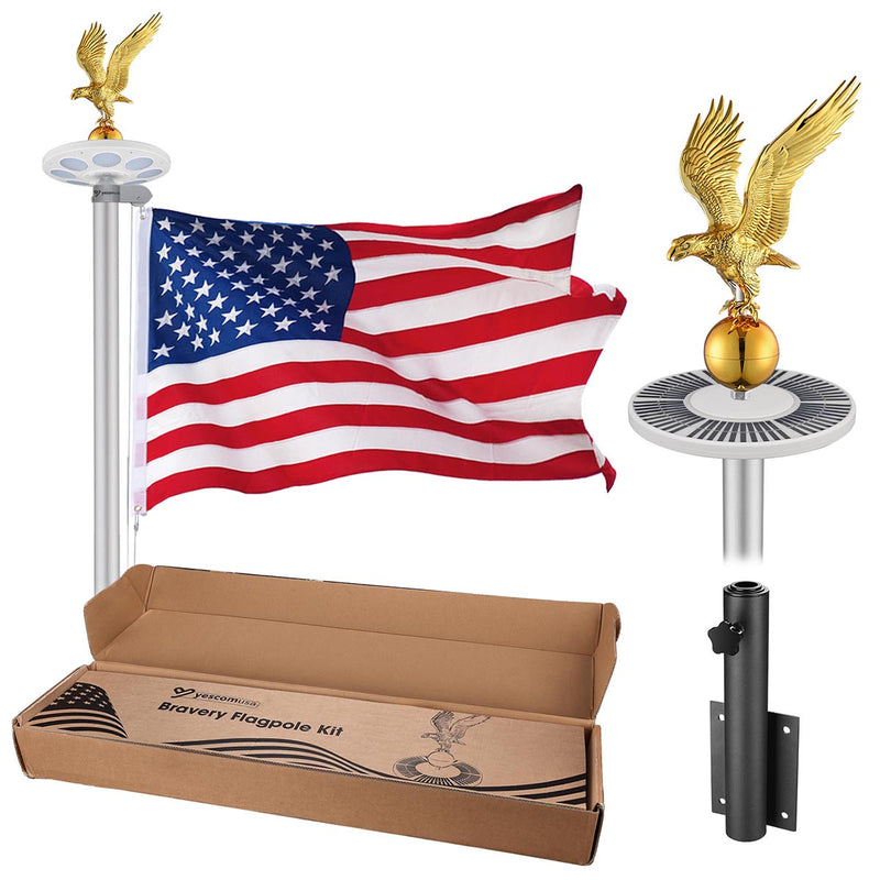 Yescom Bravery MEGA Flagpole with Dock Mount, Light & Regal Eagle Topper