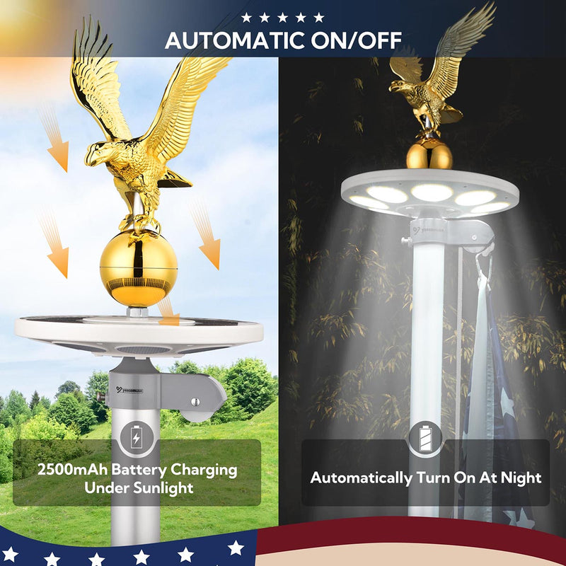 Yescom Bravery MEGA Flagpole with Dock Mount, Light & Regal Eagle Topper