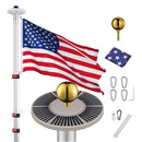 Yescom Telescopic Flag Pole with Light(20ft,25ft,30ft Options)