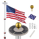 Yescom Telescopic Flag Pole with Light(20ft,25ft,30ft Options)