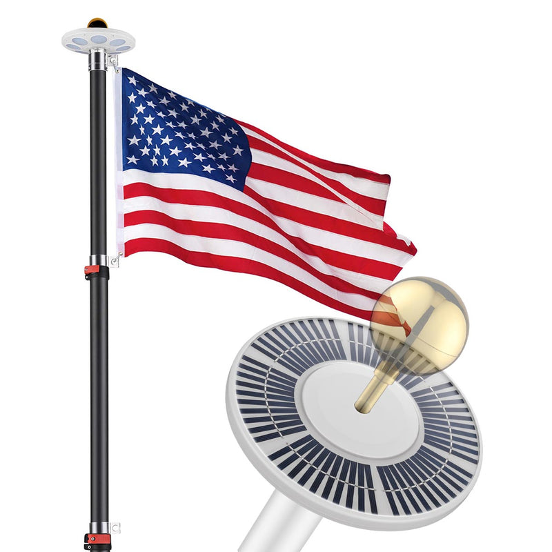 Yescom Telescopic Flag Pole with Light(20ft,25ft,30ft Options)