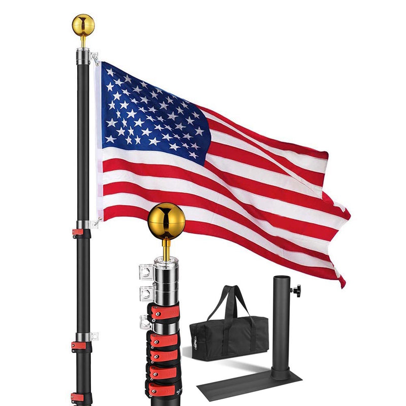 Yescom 20ft. Telescopic Flagpole with Tire Mount