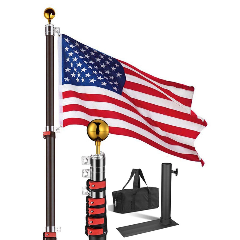 Yescom 30ft. Telescopic Flagpole with Tire Mount