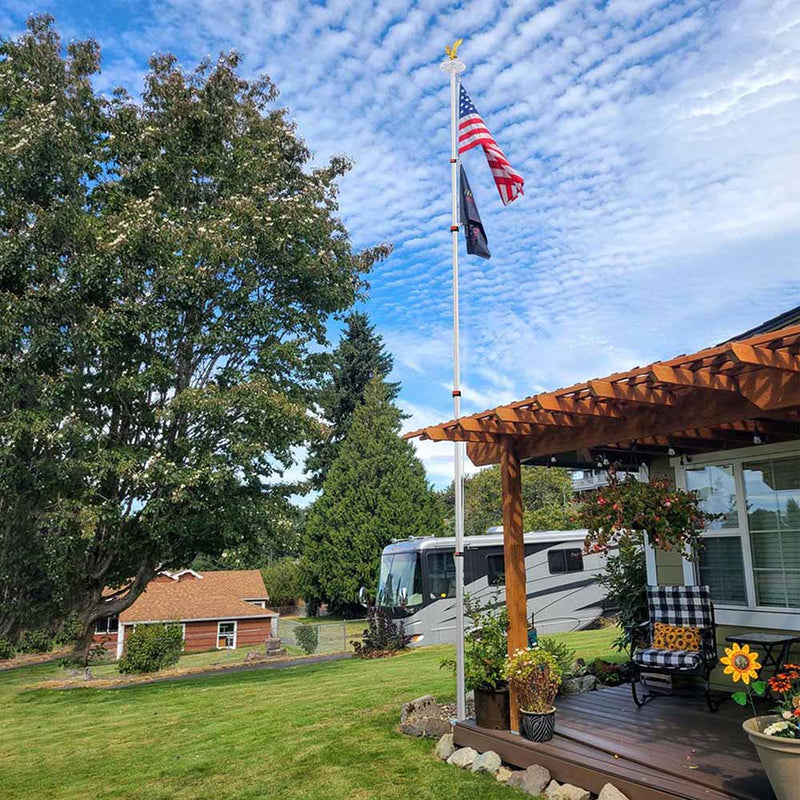 Yescom EZ GO Flag Pole with Light & Regal Eagle(20ft,25ft,30ft Options)