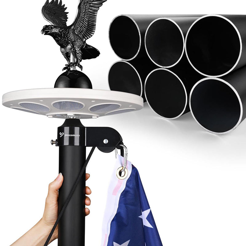 Yescom Bravery Flag Pole with Light & Regal Eagle 13Gauge(20ft,25ft,30ft Options)