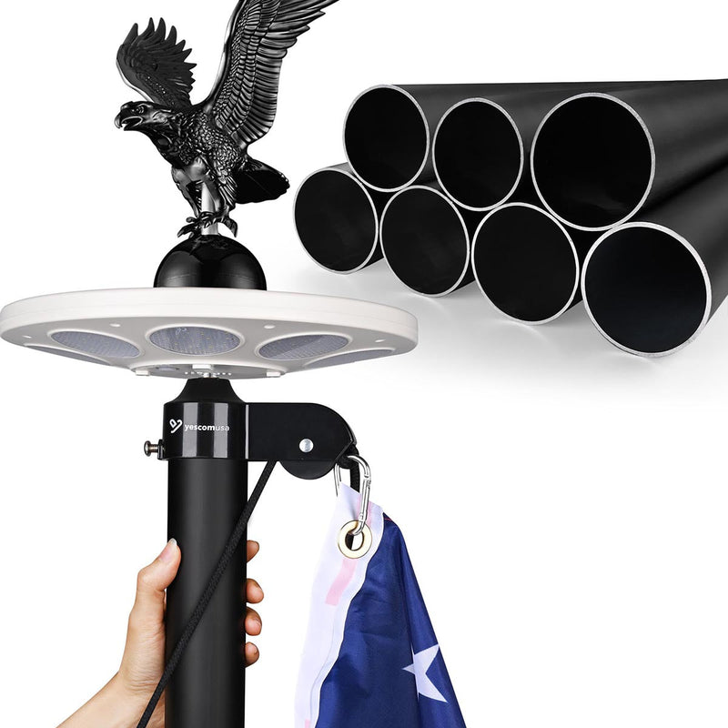Yescom Bravery Flag Pole with Light & Regal Eagle 13Gauge(20ft,25ft,30ft Options)