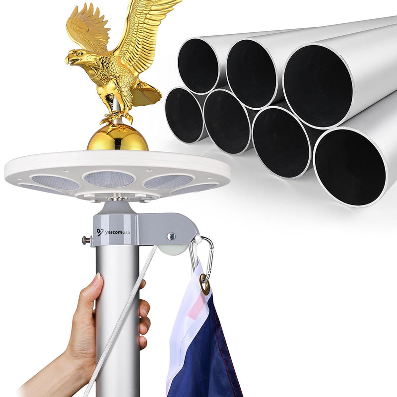 Yescom Bravery Flag Pole with Light & Regal Eagle 13Gauge(20ft,25ft,30ft Options)