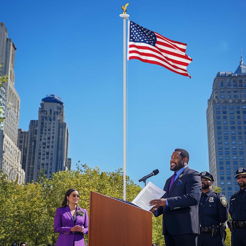 Yescom Bravery Flag Pole with Light & Regal Eagle 13Gauge(20ft,25ft,30ft Options)