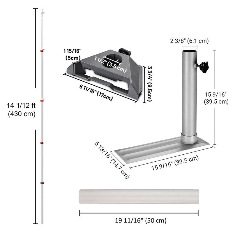 Yescom Starlink Mini Pole Mount D2.75" with Tire Mount(14'-30' Options)
