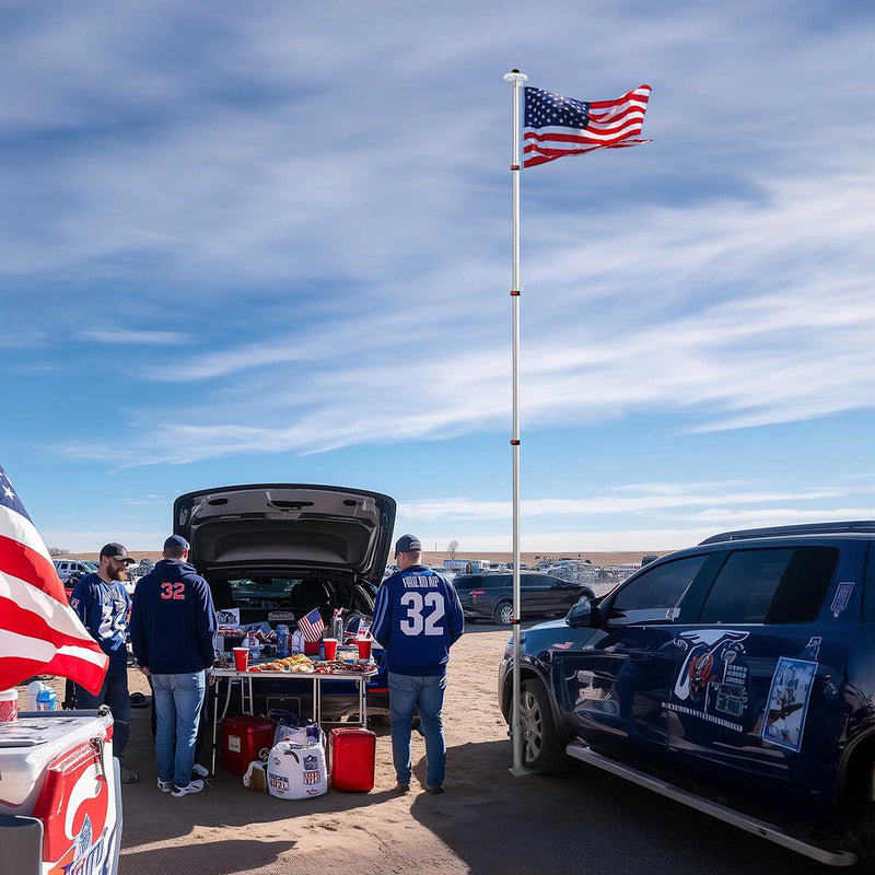 Yescom Aluminum Telescoping Flagpole with Stand & Light