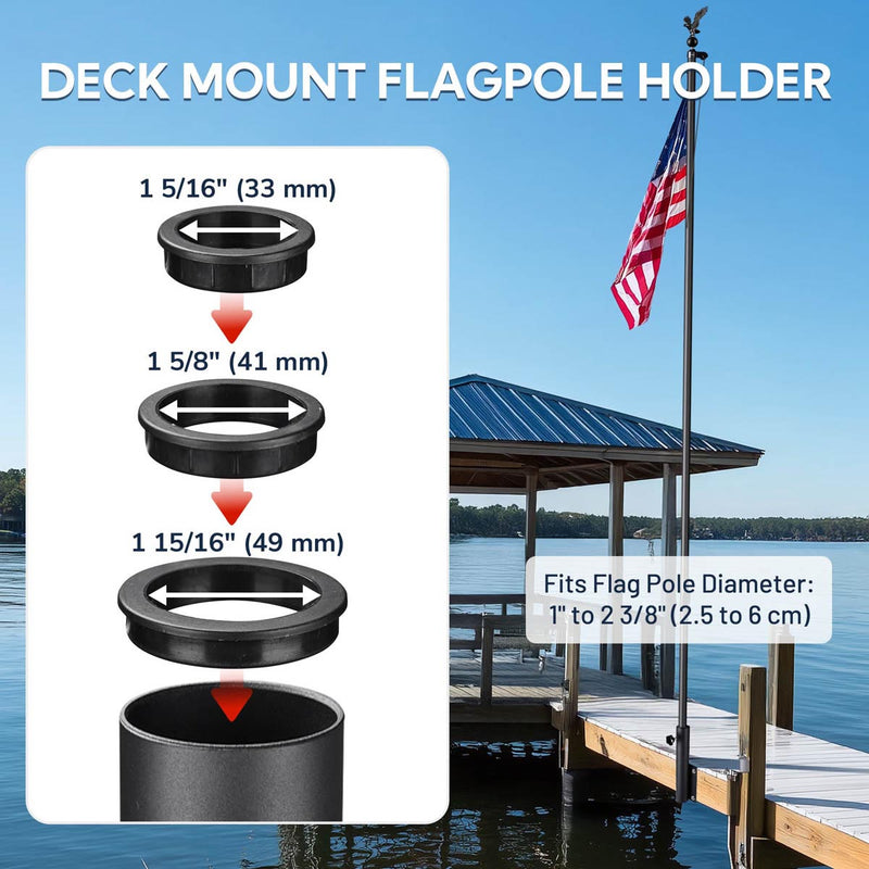 Yescom Vertical Flagpole Dock Mount Holder D1" to 2 3/8"