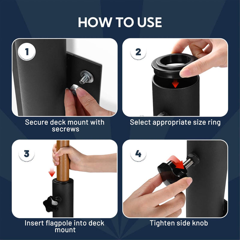 Yescom Vertical Flagpole Dock Mount Holder D1" to 2 3/8"