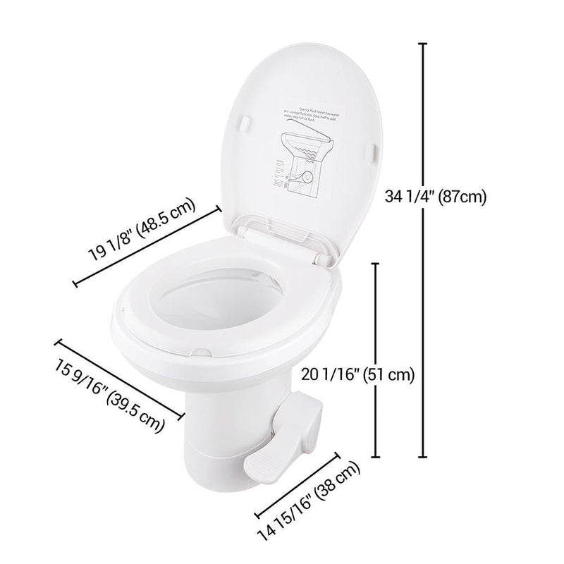 Yescom 20" RV Toilet Gravity Flush High Profile HDPE Travel
