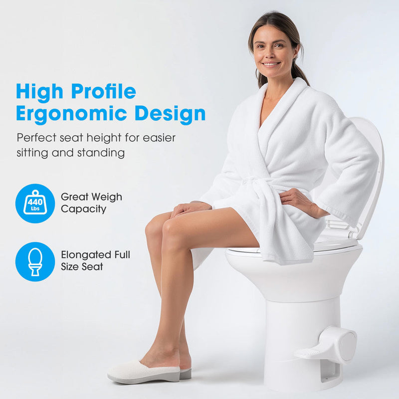 Yescom 20" RV Toilet with Elongated Bowl No Splash-Back
