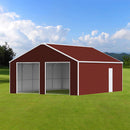 [22X23FT] Alora Heavy-Duty Red-Brown Double Garage Steel Barn Storage Shed (SAK83456)