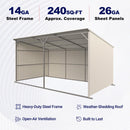 20'x12' Metal Livestock Shed for Horses & Farm Animals