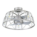 23" Modern Satin Nickel DC Motor Downrod Mount Reversible Fandelier Ceiling Fan with Lighting and Remote Control