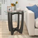 23.5 Inch Round End Side Table with Tempered Glass Tabletop-Black by LJGDeals
