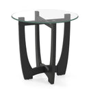 23.5 Inch Round End Side Table with Tempered Glass Tabletop-Black by LJGDeals