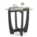 23.5 Inch Round End Side Table with Tempered Glass Tabletop-Black by LJGDeals