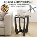23.5 Inch Round End Side Table with Tempered Glass Tabletop-Black by LJGDeals