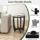 23.5 Inch Round End Side Table with Tempered Glass Tabletop-Black by LJGDeals