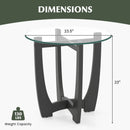 23.5 Inch Round End Side Table with Tempered Glass Tabletop-Black by LJGDeals