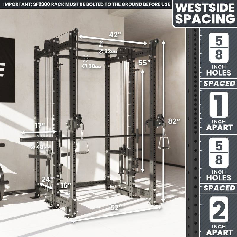 Synergee 2300 Series Power Cage with Plate Loaded Cable Cross Overs and Smith Machine