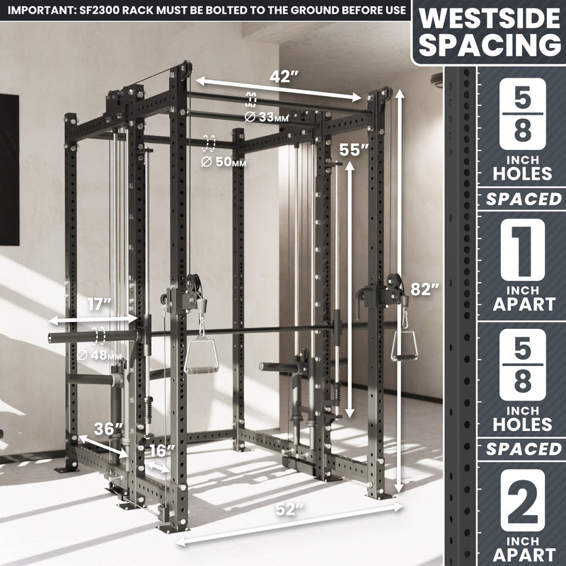 Synergee 2300 Series Power Cage with Plate Loaded Cable Cross Overs and Smith Machine