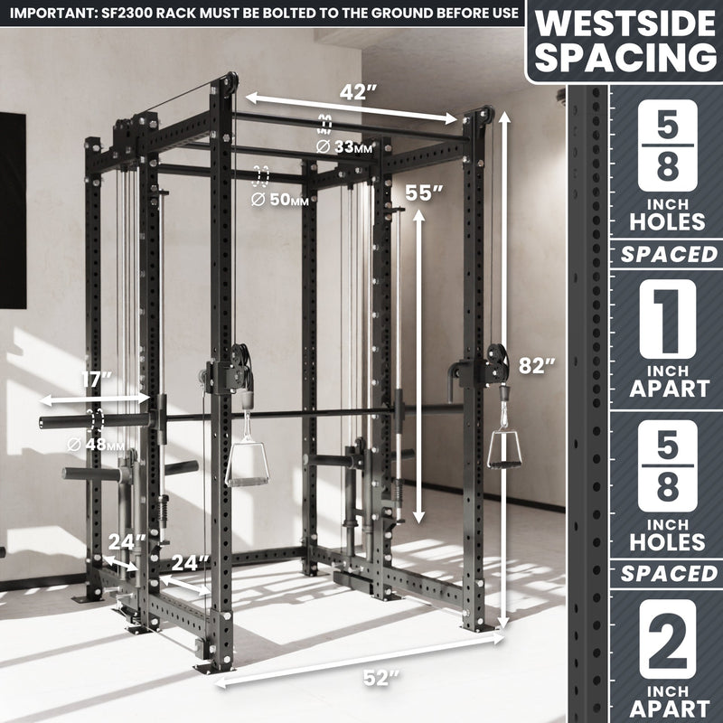 Synergee 2300 Series Power Cage with Plate Loaded Cable Cross Overs and Smith Machine