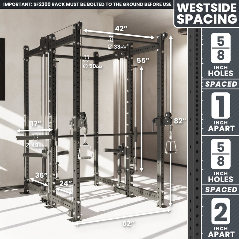 Synergee 2300 Series Power Cage with Plate Loaded Cable Cross Overs and Smith Machine