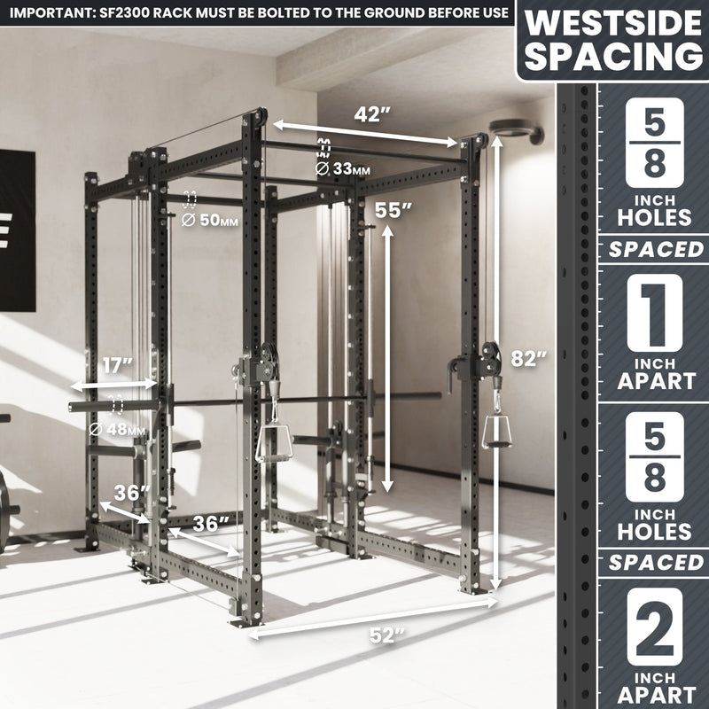 Synergee 2300 Series Power Cage with Plate Loaded Cable Cross Overs and Smith Machine