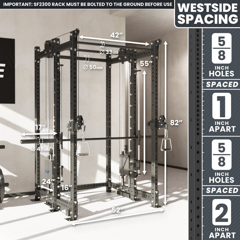 Synergee 2300 Series Power Cage with Synchronized Loaded Cable Cross Overs and Smith Machine