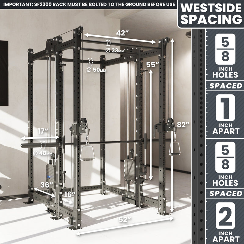 Synergee 2300 Series Power Cage with Synchronized Loaded Cable Cross Overs and Smith Machine