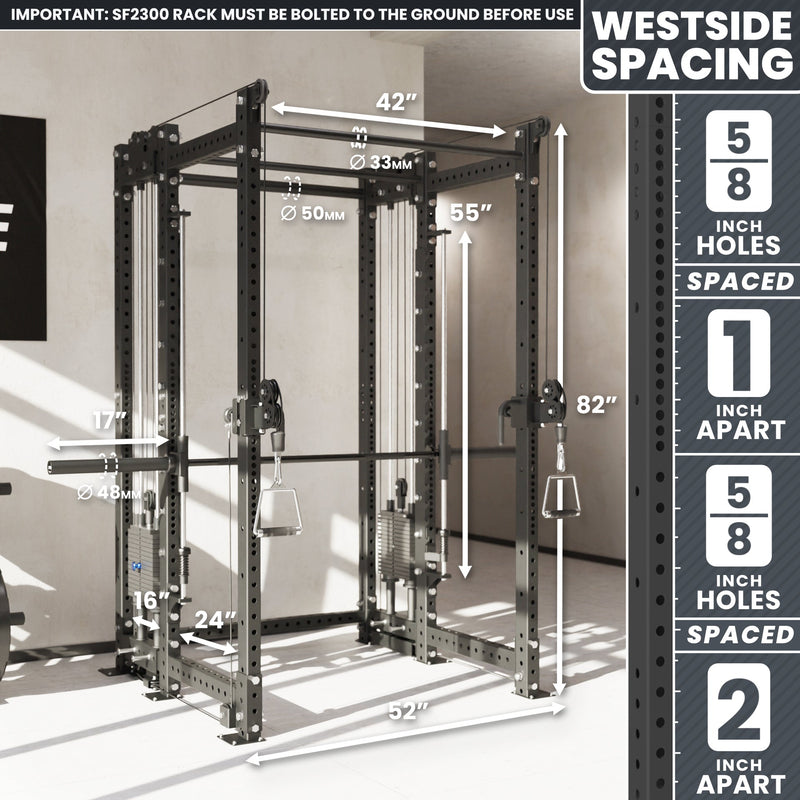 Synergee 2300 Series Power Cage with Synchronized Loaded Cable Cross Overs and Smith Machine