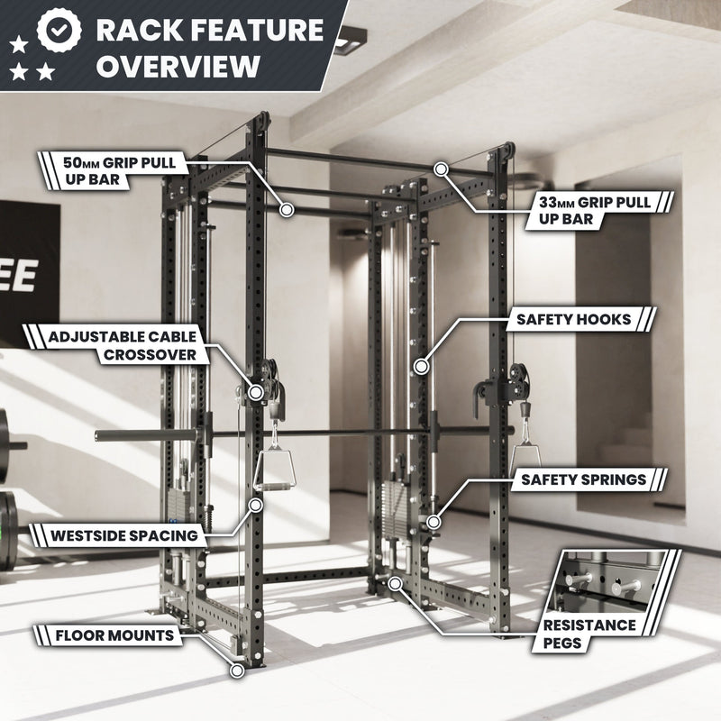 Synergee 2300 Series Power Cage with Synchronized Loaded Cable Cross Overs and Smith Machine