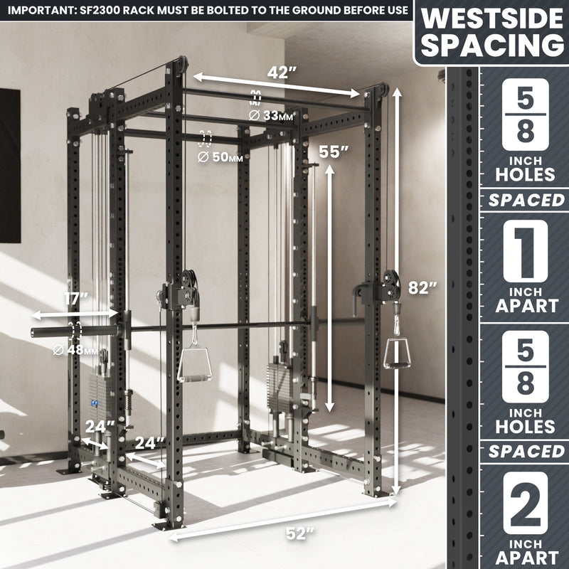 Synergee 2300 Series Power Cage with Synchronized Loaded Cable Cross Overs and Smith Machine