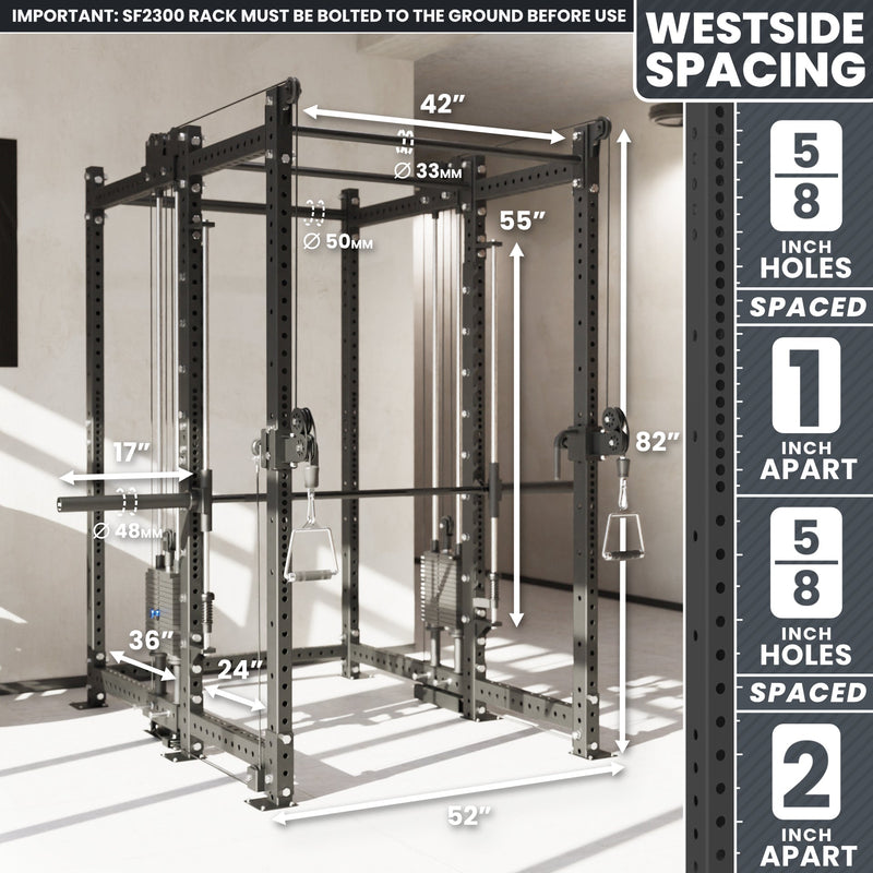Synergee 2300 Series Power Cage with Synchronized Loaded Cable Cross Overs and Smith Machine