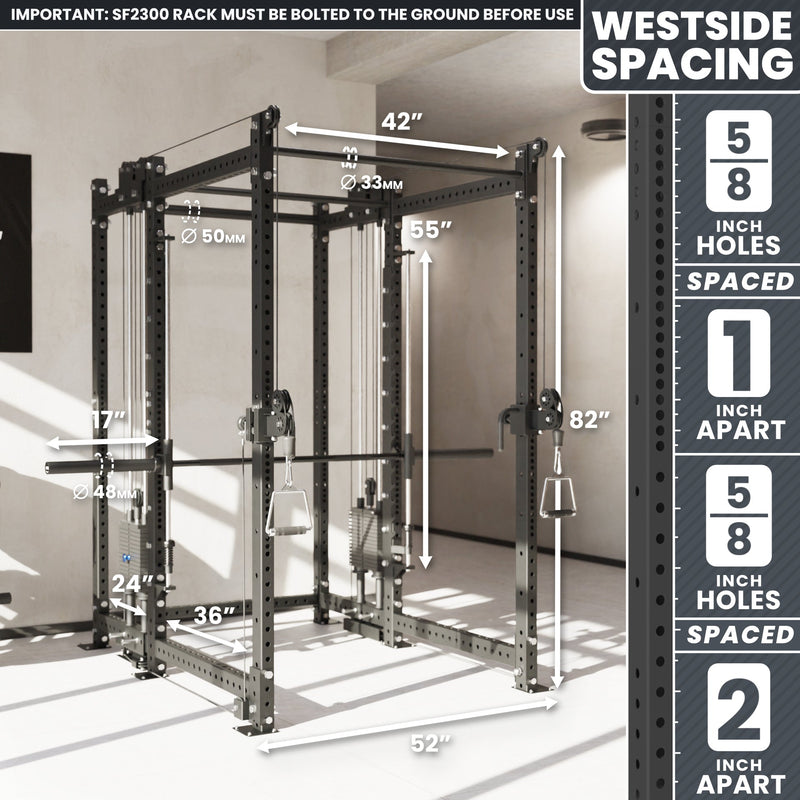 Synergee 2300 Series Power Cage with Synchronized Loaded Cable Cross Overs and Smith Machine
