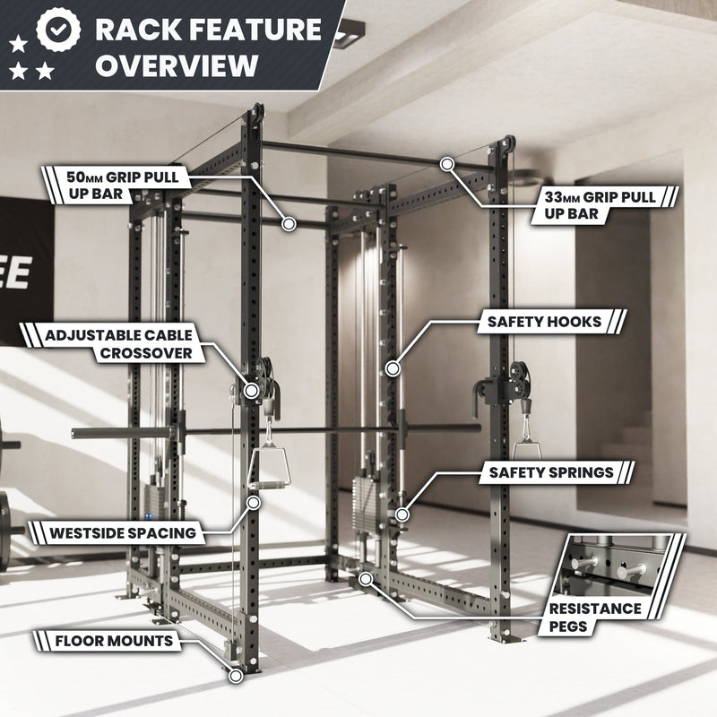 Synergee 2300 Series Power Cage with Synchronized Loaded Cable Cross Overs and Smith Machine