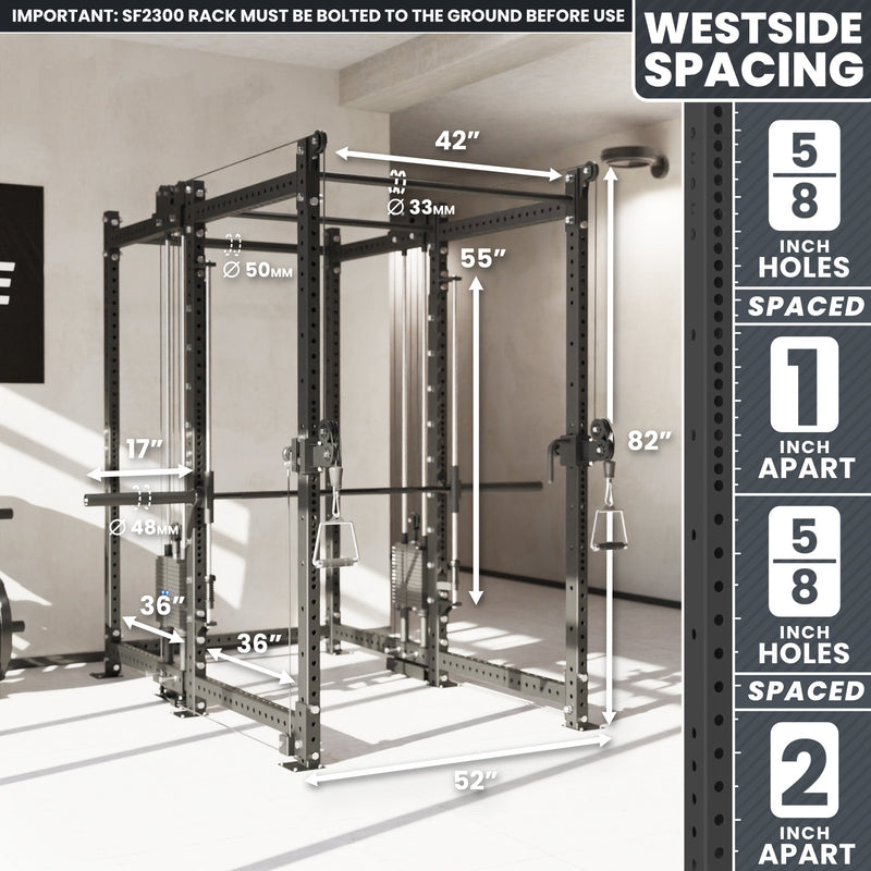 Synergee 2300 Series Power Cage with Synchronized Loaded Cable Cross Overs and Smith Machine