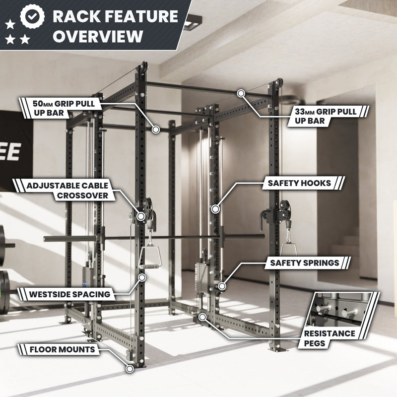 Synergee 2300 Series Power Cage with Synchronized Loaded Cable Cross Overs and Smith Machine