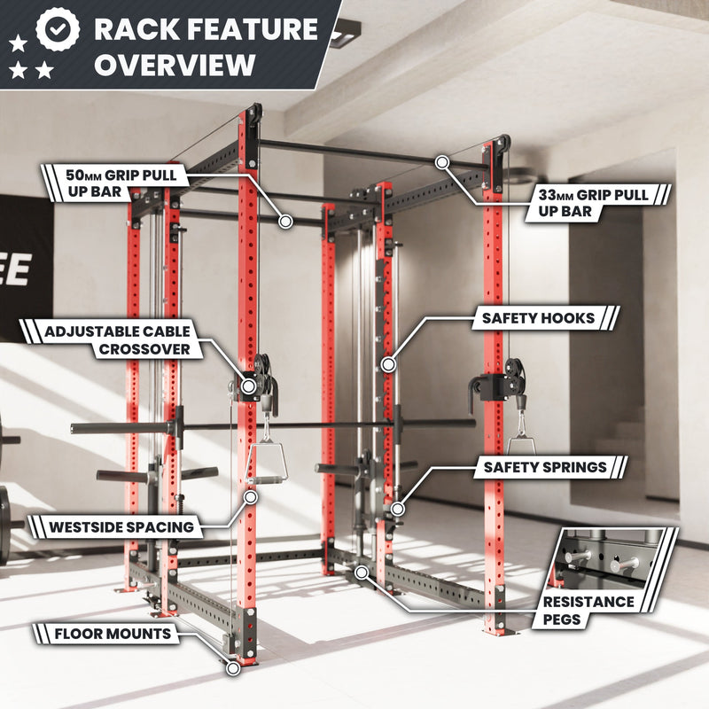 Synergee 2300 Series Power Cage with Plate Loaded Cable Cross Overs and Smith Machine